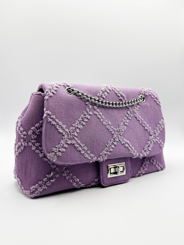 Svnx Purple Denim With Distressed Geometric Pattern