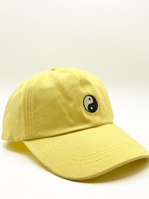 Svnx SHAY Cotton Baseball Cap With 'ying Yang' Embroidery In Lemon Yellow