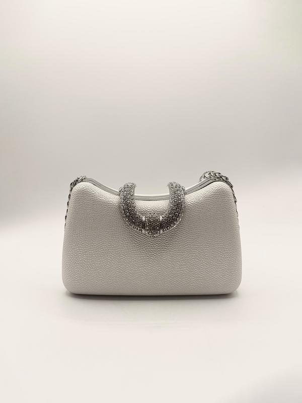 Svnx Shimmer Grab Bag With Double Chain Strap Silver