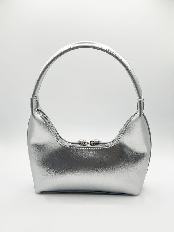 Svnx Short Handle PU Leather Shoulder Bag In Silver