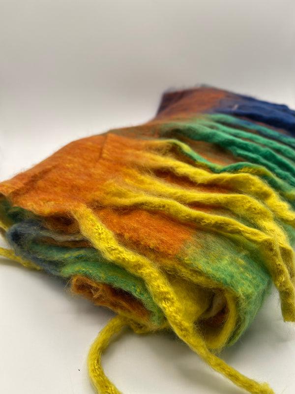 Svnx Soft Chunky Checked Scarf With Tassels In Blue Multi