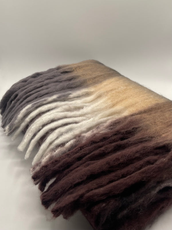 Svnx Soft Chunky Checked Scarf With Tassels - Muted Browns