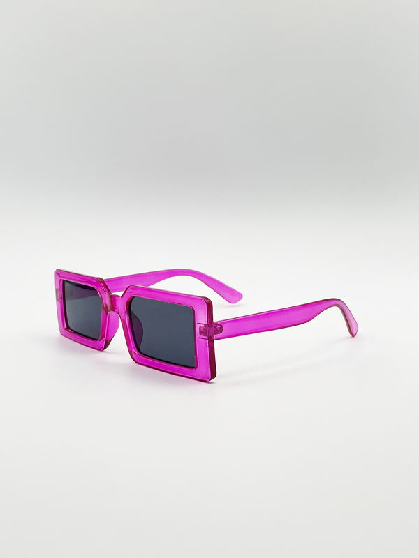 Svnx Square Frame Sunglasses In Hot Pink With Black Lens