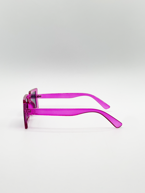 Svnx Square Frame Sunglasses In Hot Pink With Black Lens