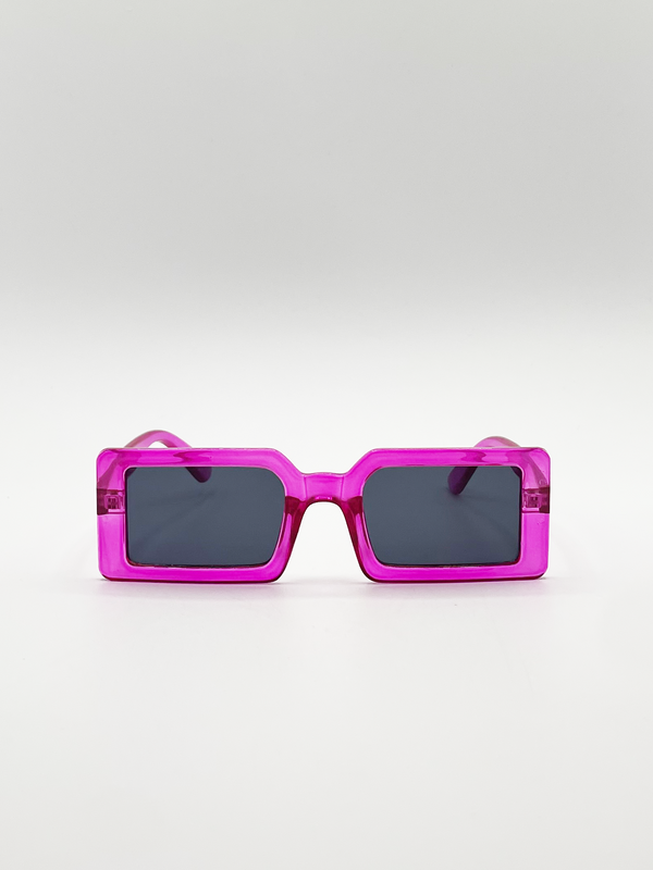 svnx Square Frame Sunglasses in Hot Pink with Black Lens