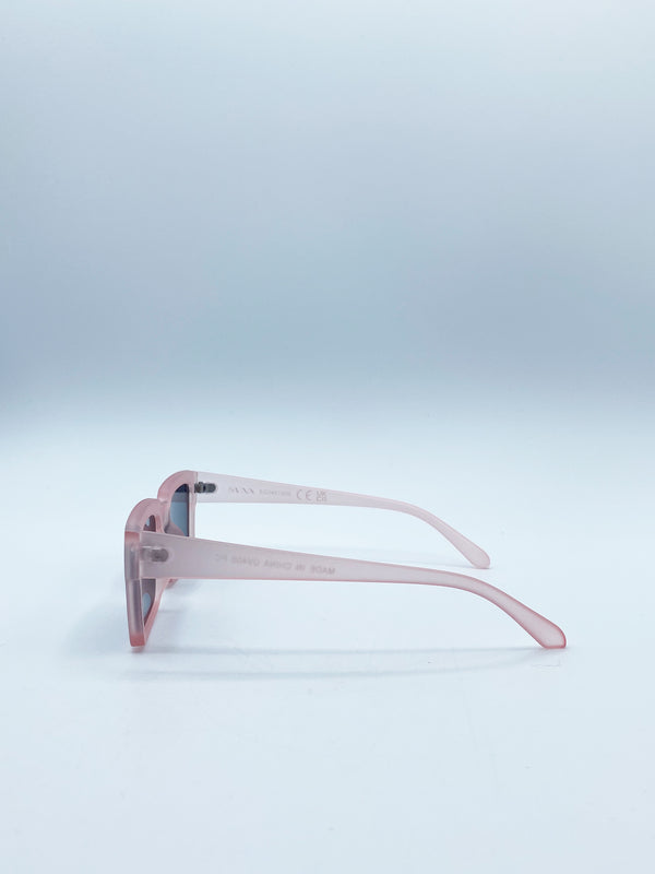 Svnx Square Frame Sunglasses In Matte Pink With Black Lenses