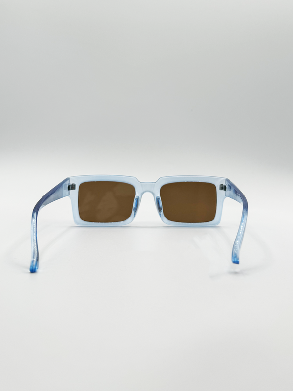 Svnx Square Frame Sunglasses In Translucent Blue With Brown Lenses
