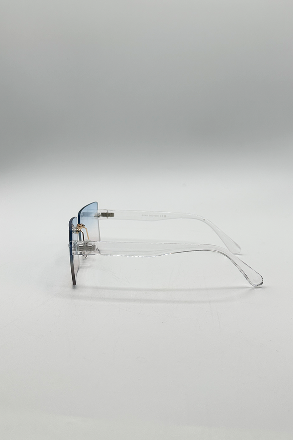 Svnx Square Rimless Sunglasses With Blue Ombre Lens