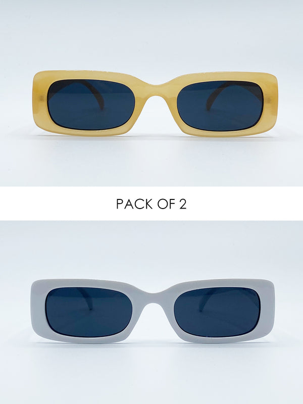 svnx 2 Pack Square Frame Retro Sunglasses