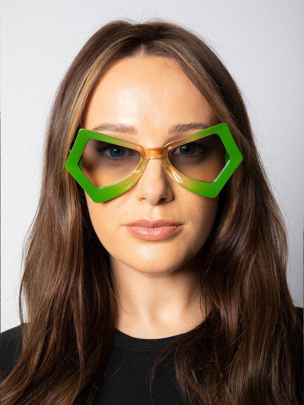 Svnx 2 Tone Angular Sunglasses In Green