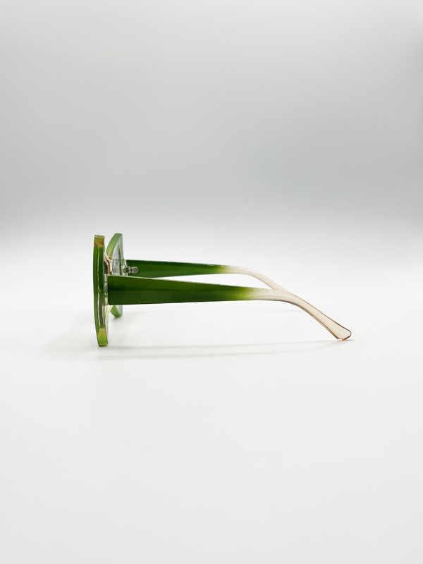 Svnx 2 Tone Angular Sunglasses In Green