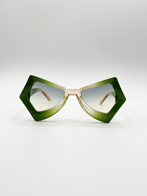 Svnx 2 Tone Angular Sunglasses In Green