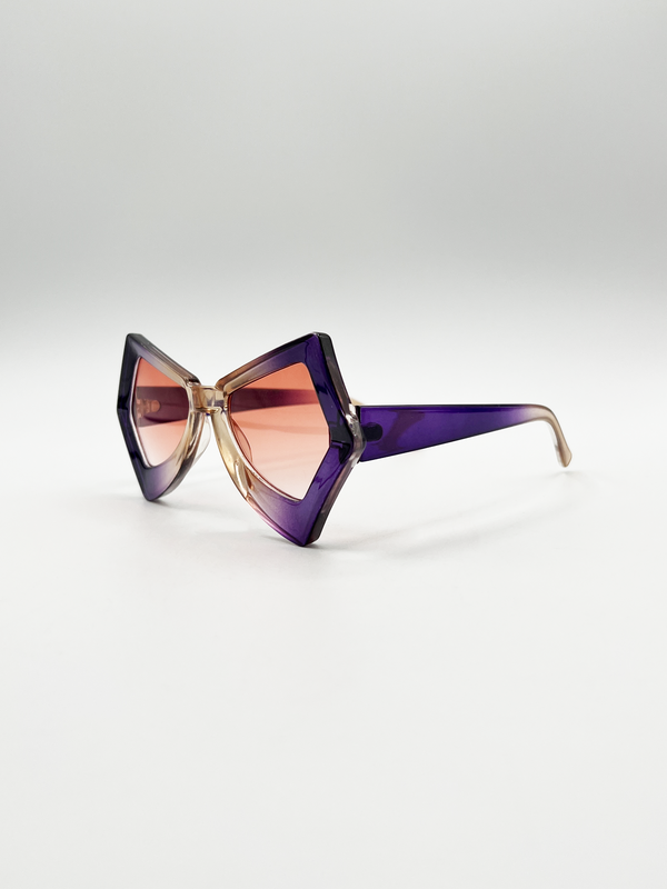 Svnx 2 Tone Angular Sunglasses In Purple