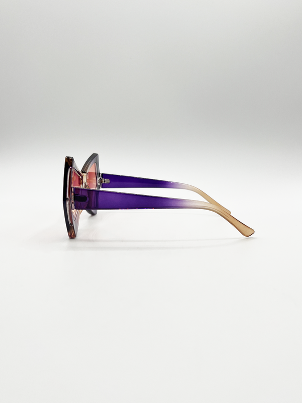 Svnx 2 Tone Angular Sunglasses In Purple