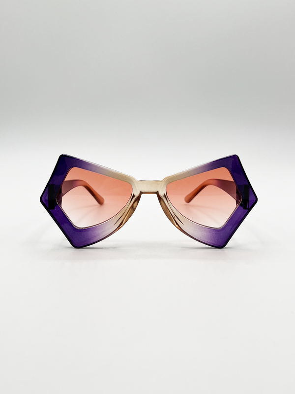 Svnx 2 Tone Angular Sunglasses In Purple