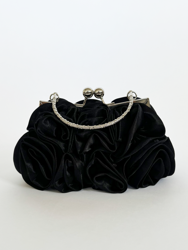 Svnx 3D Rose Clutch Bag In Black