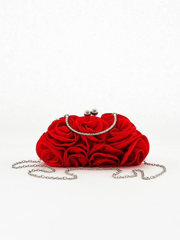 Svnx 3D Rose Clutch Bag In Red