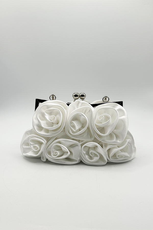 Svnx 3D Rose Clutch Bag In White