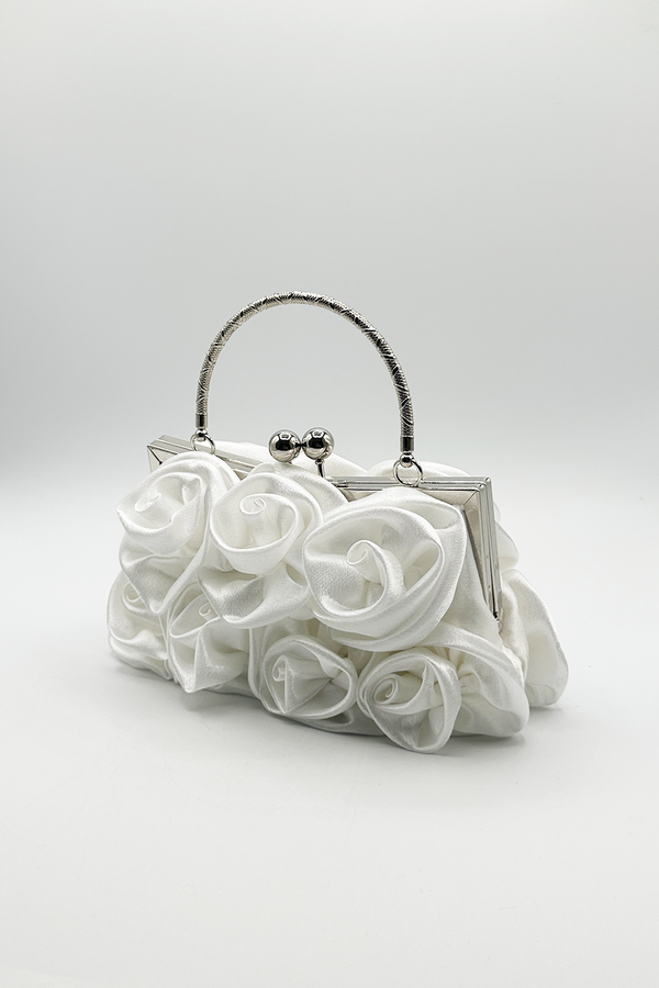 Svnx 3D Rose Clutch Bag In White