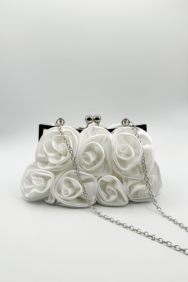 Svnx 3D Rose Clutch Bag In White