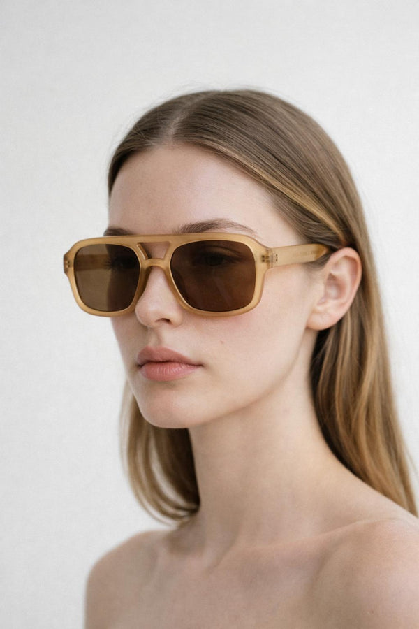 svnx 70's Navigator Sunglasses In Matte Sand