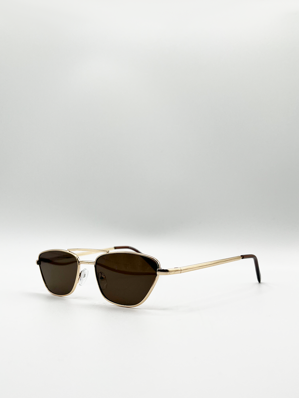 Svnx Angular Aviator Style Sunglasses