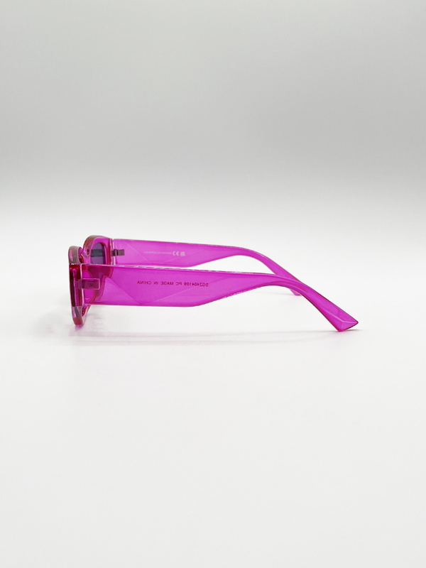 Svnx Angular Sunglasses In Translucent Hot Pink