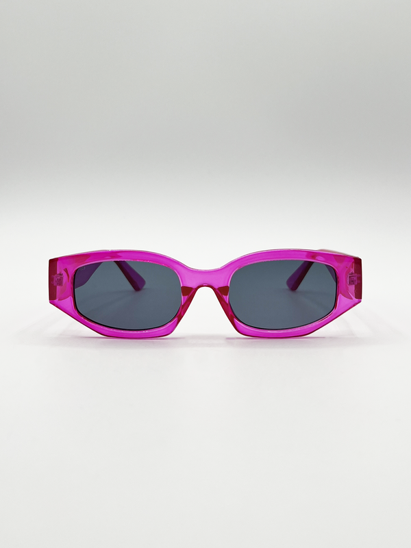 svnx Angular Sunglasses in Translucent Hot Pink