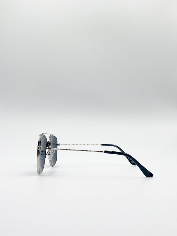 Svnx Aviator Style Double Bridge Sunglasses