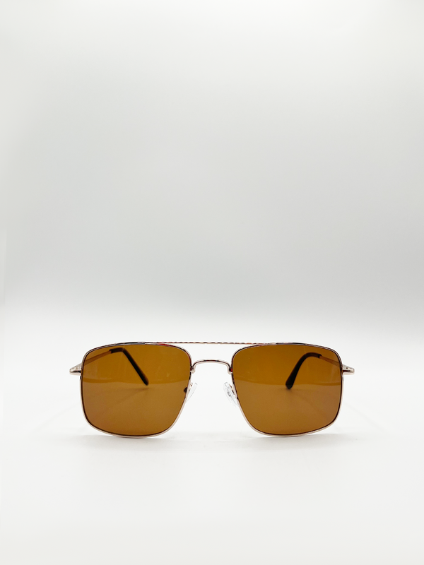 Svnx Aviator Style Square Frame Sunglasses