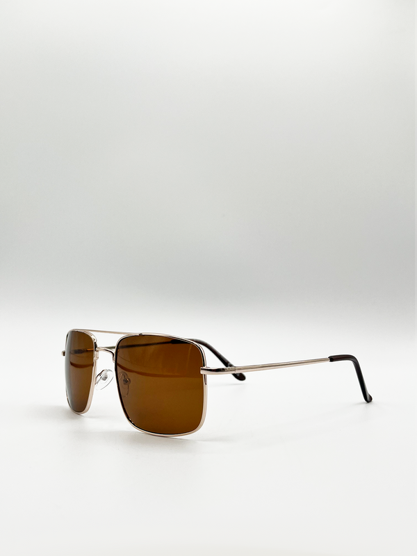 Svnx Aviator Style Square Frame Sunglasses