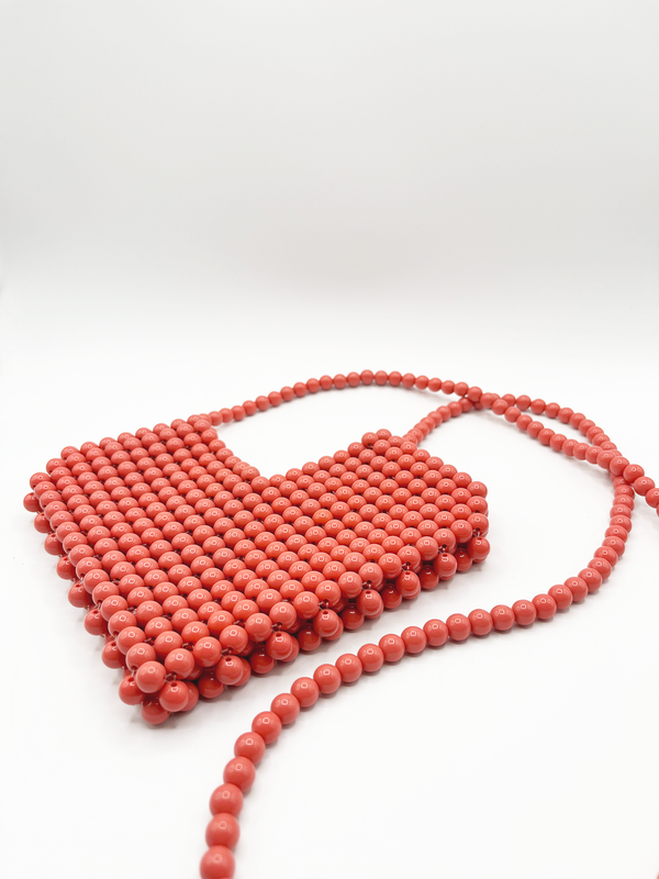 Svnx Beaded Heart Cross Body Bag In Vintage Pink