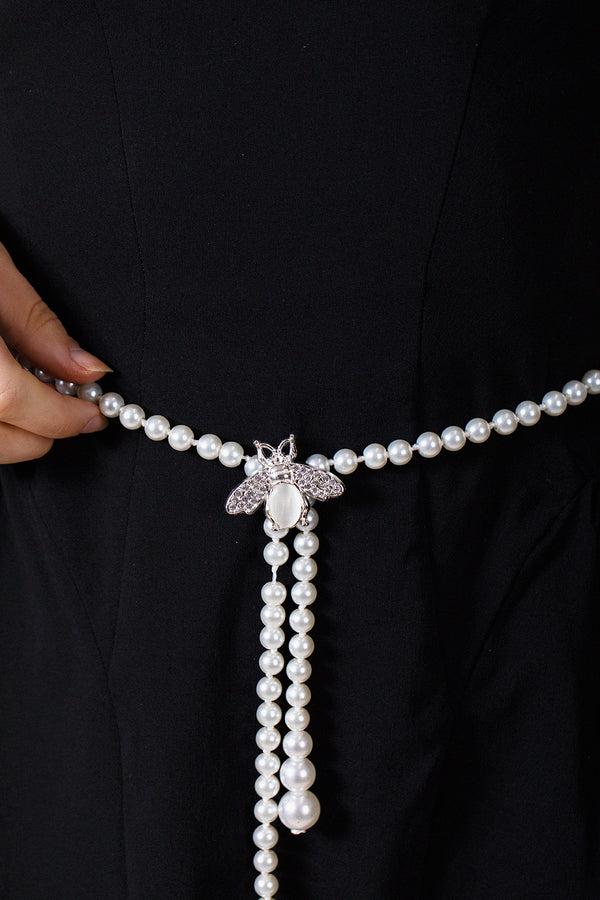 Svnx Bee Pearl Chain Belt In Silver