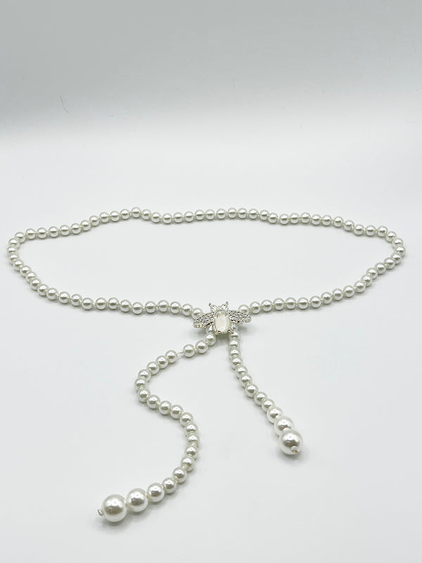 Svnx Bee Pearl Chain Belt In Silver