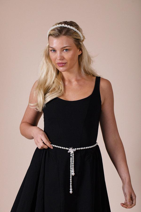 svnx Bee Pearl Chain Belt In Silver
