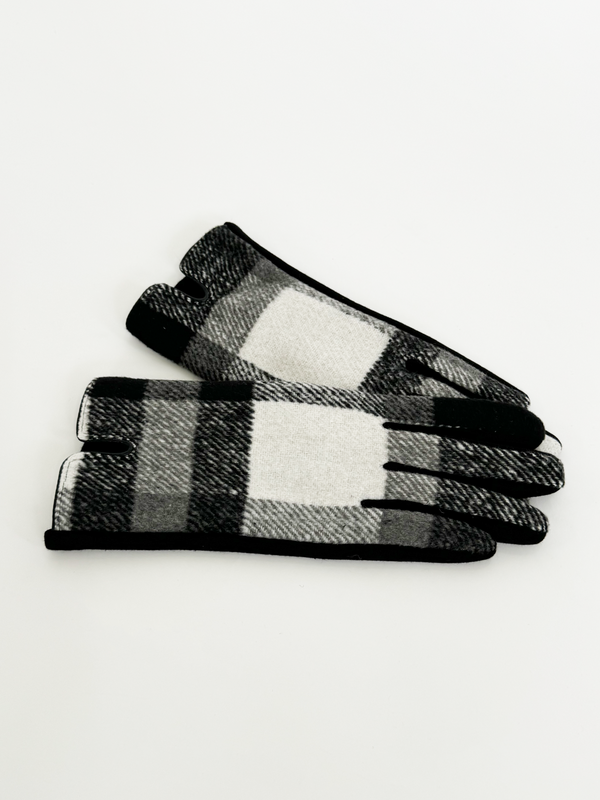 svnx Black And White Checked Print Gloves