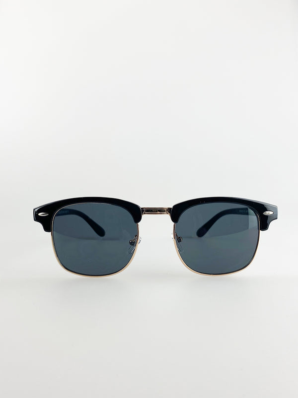 Svnx Black Clubmaster Sunglasses With Black Lenses