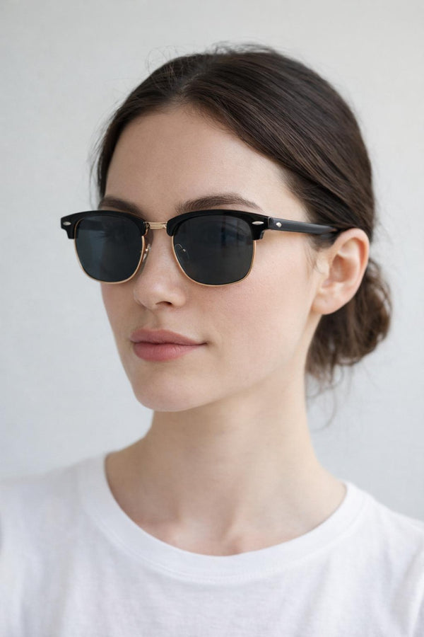 Svnx Black Clubmaster Sunglasses With Black Lenses