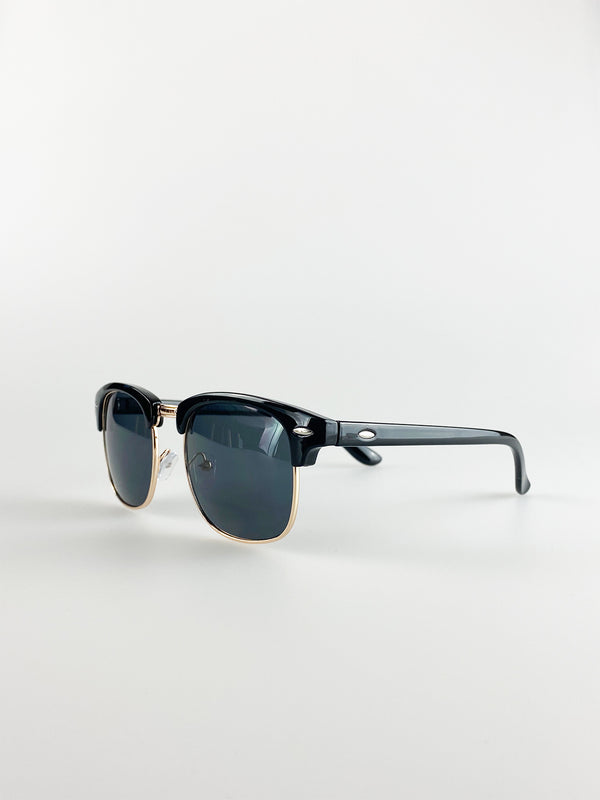 Svnx Black Clubmaster Sunglasses With Black Lenses