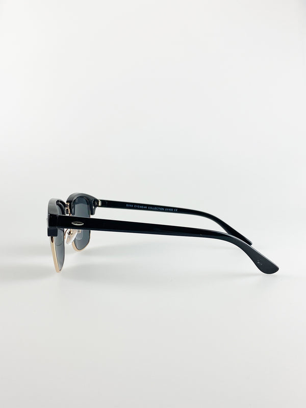 Svnx Black Clubmaster Sunglasses With Black Lenses