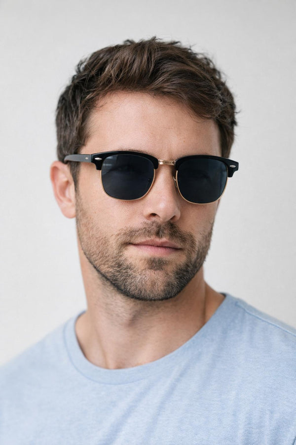 svnx Black Clubmaster Sunglasses with Black Lenses