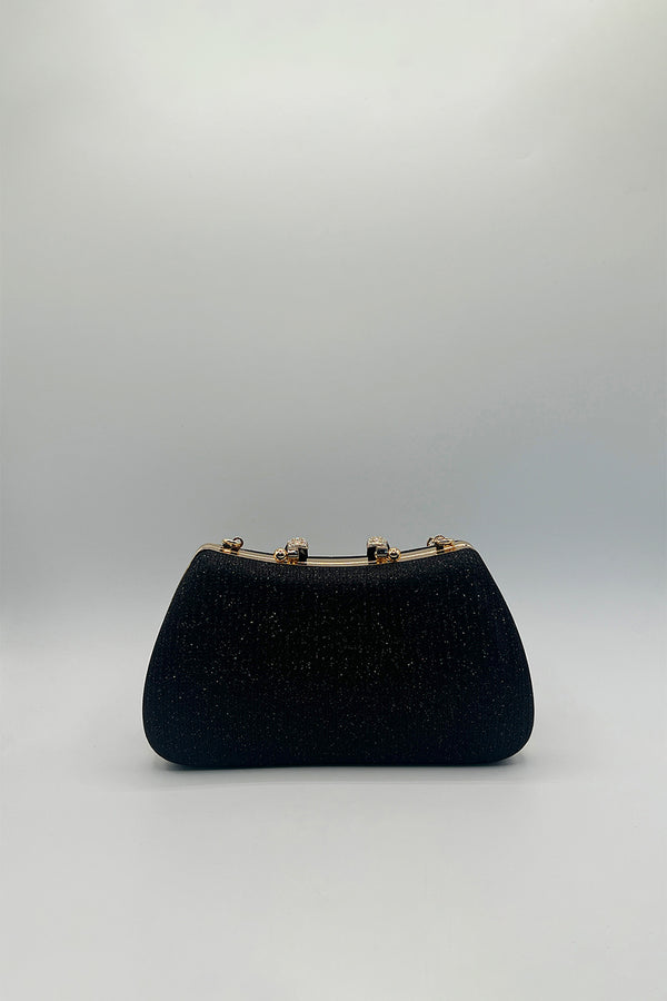 Svnx Black Shimmer Clutch Bag