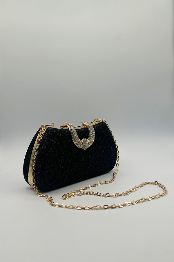 Svnx Black Shimmer Clutch Bag