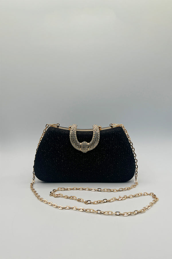 svnx Black Shimmer Clutch Bag
