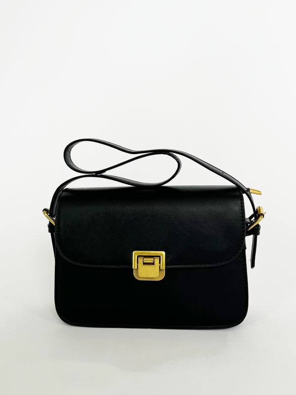 Svnx Black Shoulder Bag With Gold Clasp Fastening