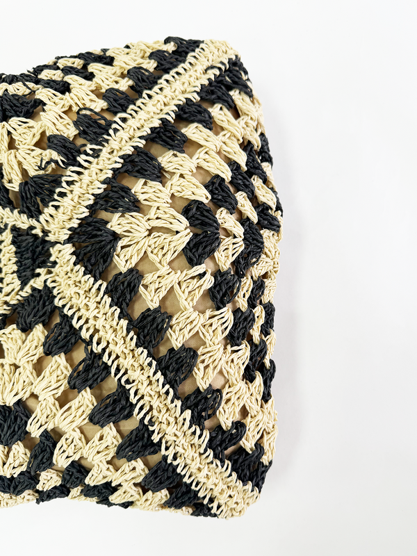 Svnx Black Woven Straw Shoulder Bag