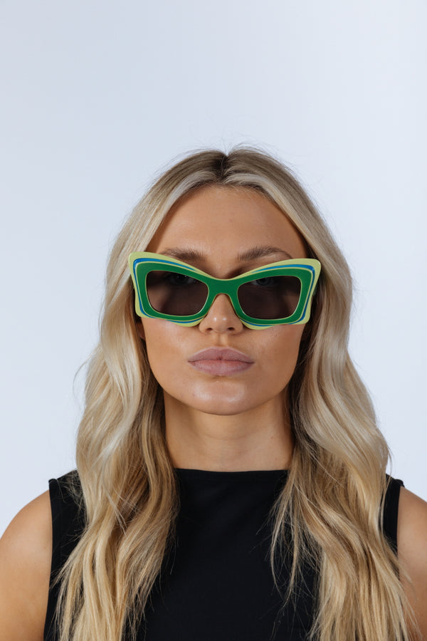 Svnx Bold Butterfly Cat-Eye Sunglasses Green Lime