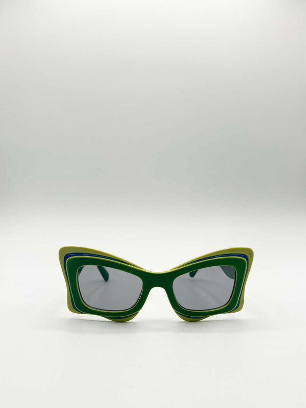 svnx Bold Butterfly Cat-Eye Sunglasses Green Lime