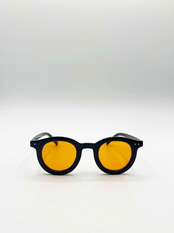 Svnx Bold Rounded Sunglasses In Black Orange