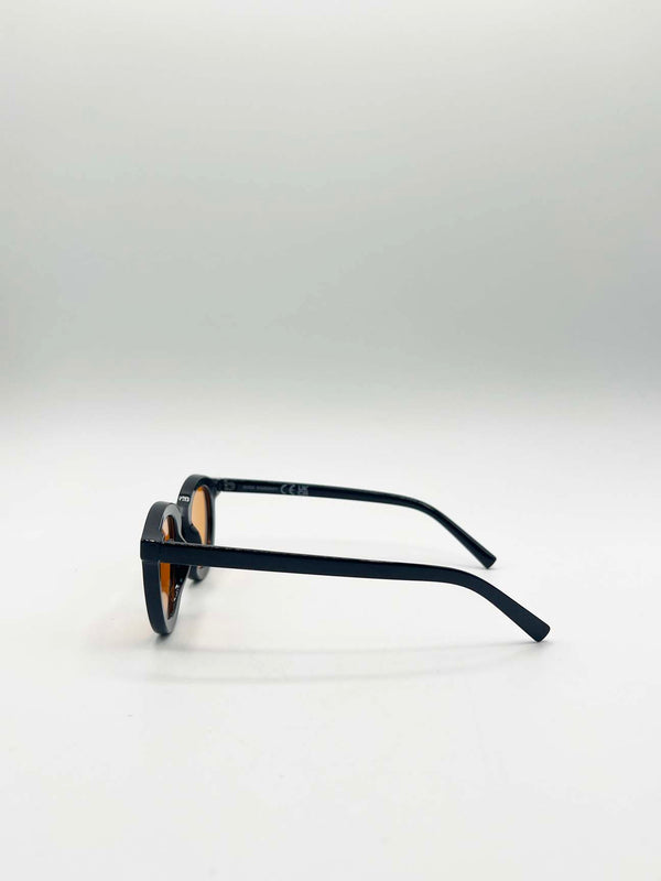 Svnx Bold Rounded Sunglasses In Black Orange